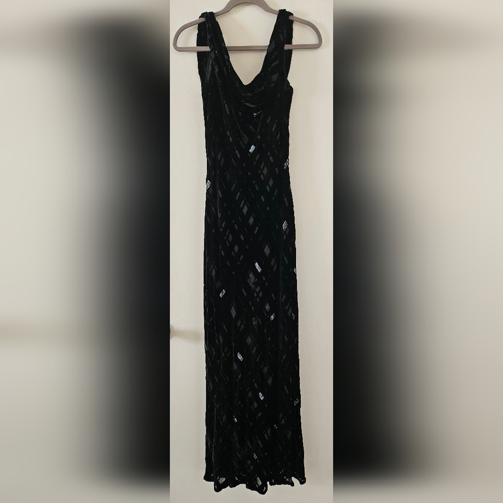 Black velvet evening gown